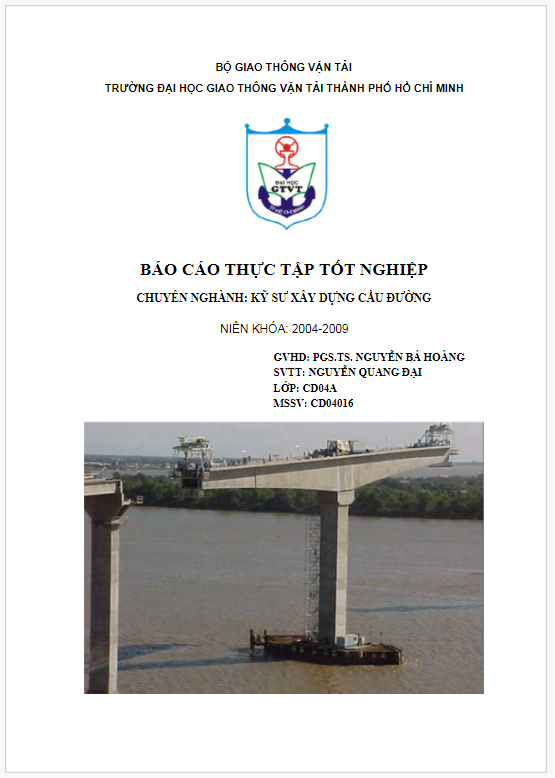 Báo cáo thực tập tốt nghiệp ngành xây dựng cầu đường tại công ty CP đầu tư và xây dựng Hương Giang