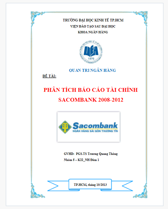 Luận văn thạc sĩ  phân tích tài chính ngân hàng thương mại CP Sacombank