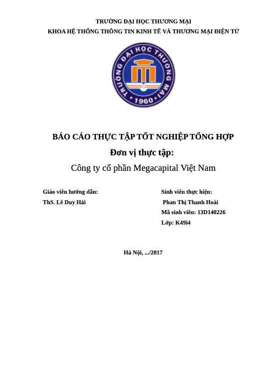 Báo cáo thực tập thương mại điện tử tại Công ty cổ phần Megacapital Việt Nam