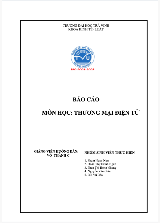 Báo cáo môn học Thương mại Điện tử: Dự án TMĐT mô hình B2C