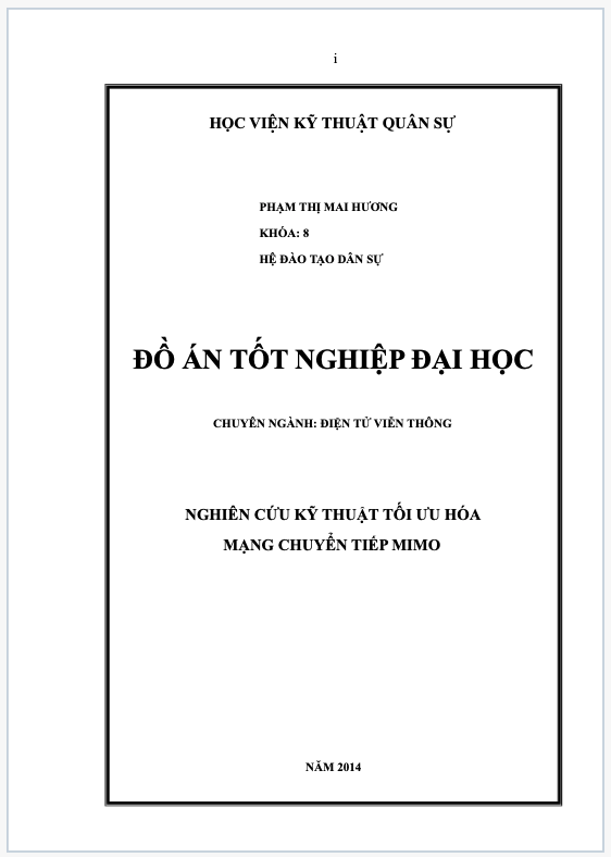 Đồ án tốt nghiệp ngành điện tử viễn thông tại Học viện kỹ thuật Quân sự Đồ án tốt nghiệp ngành điện tử viễn thông tại Học viện kỹ thuật Quân sự 