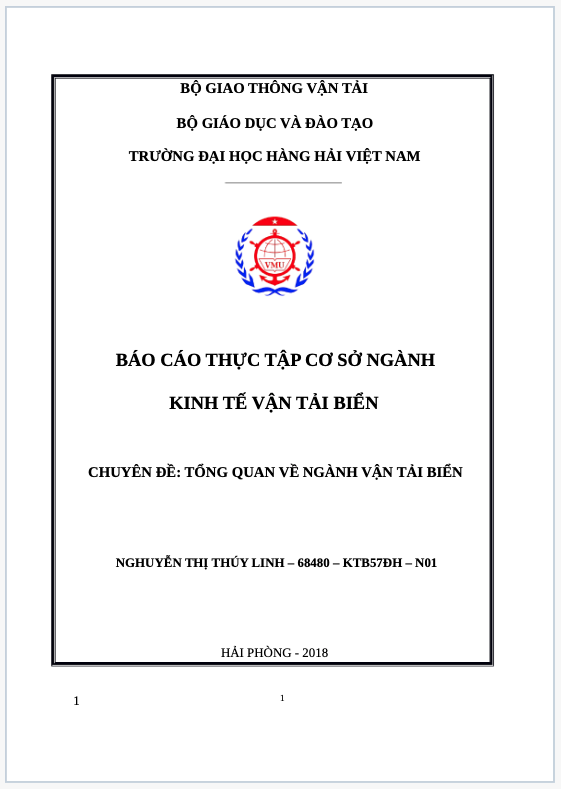 Báo cáo thực tập ngành kinh tế vận tải biển tổng quan về ngành vận tải biển