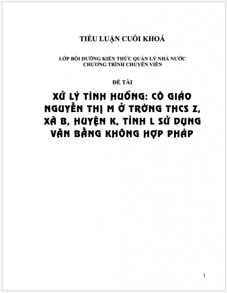 Xử lý TH cô Nguyễn Thị M sử dụng văn bằng không hợp pháp 