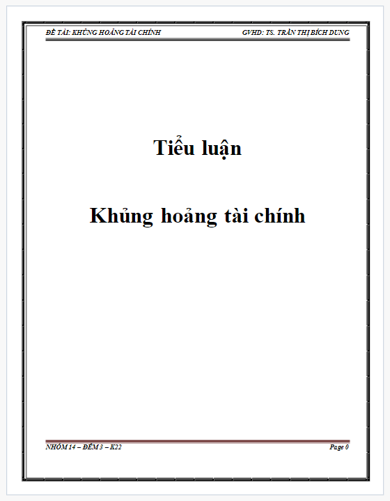 Tiểu luận kinh tế vĩ mô: Khủng hoảng tài chính 