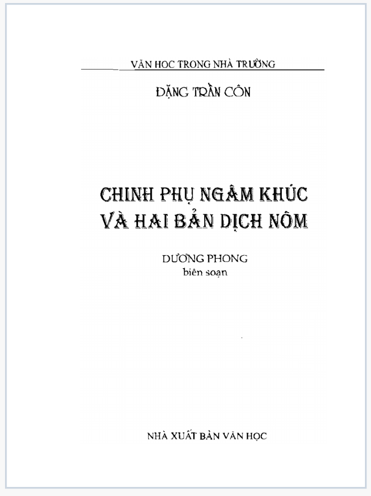Chinh phụ ngâm khúc và hai bản dịch nôm 