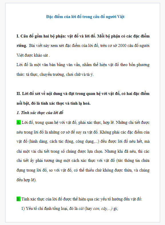 Tiểu luận văn học Đặc điểm của lời đố trong câu đố người Việt