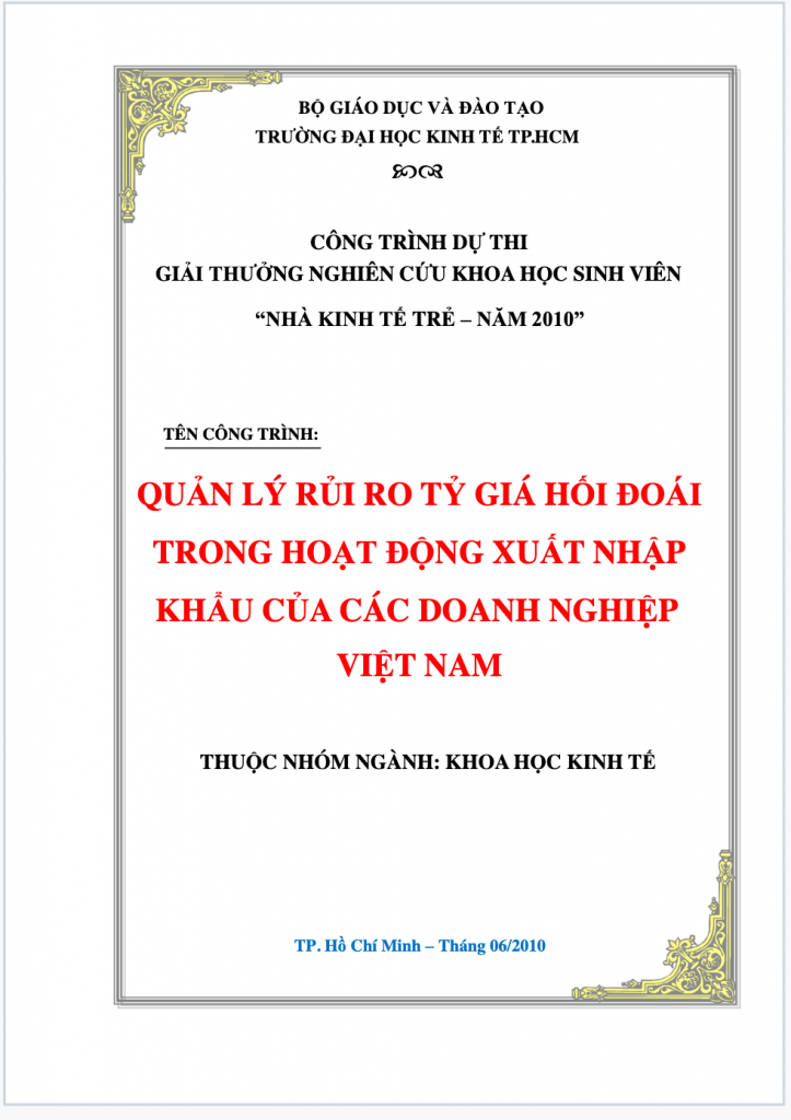 Q.lý rủi ro tỷ giá hối đoái trong hoạt động xuất nhập khẩu của doanh nghiệp Việt Nam 