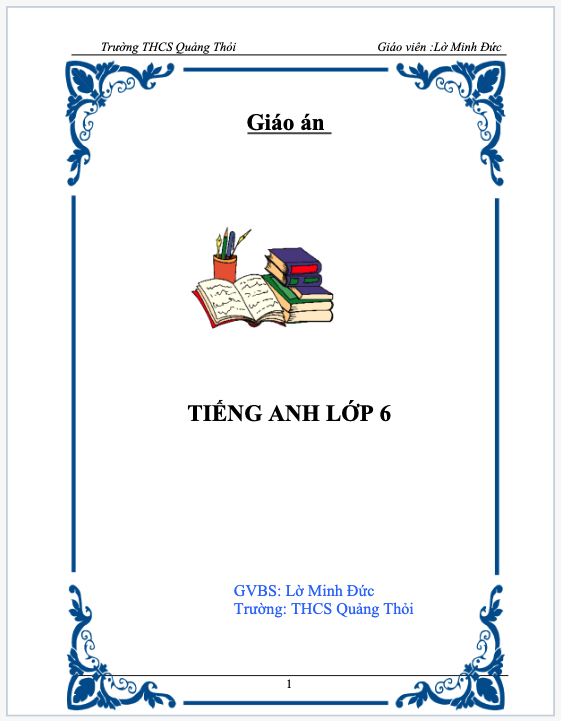 Tổng Hợp Top 10 Giáo Án Tiếng Anh Lớp 6 Tốt Nhất- Hay Nhất