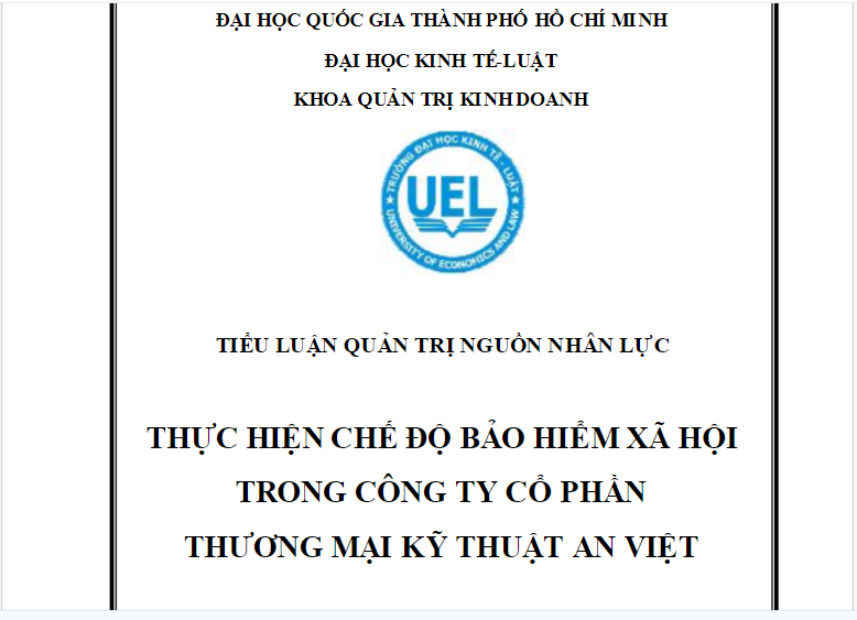 Tiểu luận xử lý tình huống yêu cầu thực hiện chế độ bảo hiểm xã hội trong Công ty cổ phần thương mại kỹ thuật An Việt