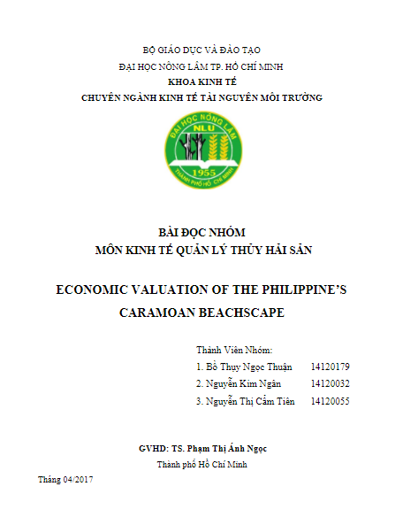 Bài đọc nhóm kinh tế thủy sản: ECONOMIC VALUATION OF THE PHILIPPINE’S CARAMOAN BEACHSCAPE