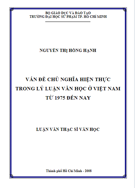 Vấn đề chủ nghĩa hiện thực trong lý luận văn học ở Việt Nam từ 1975 đến nay