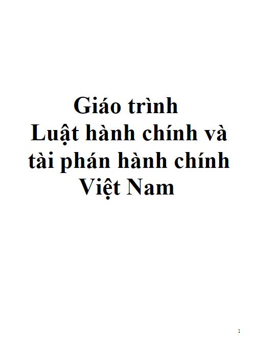 Giáo trình luật hành chính và tài phán hành chính Việt Nam