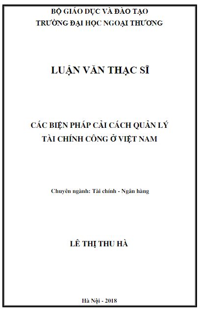 Các Biện pháp cải tiến quản lý tài chính công ở Việt Nam (luận văn thạc sĩ)