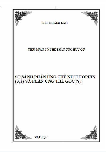 Tiểu luận cơ chế phản ứng hữu cơ so sánh phản ứng The nucleophin SN2 và phản ứng thế gốc (SR)